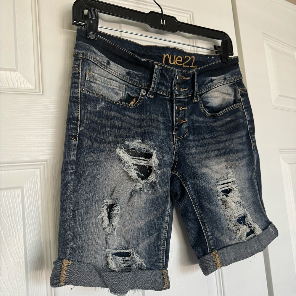 Ripped Denim Shorts